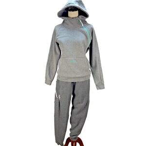 Tuxy One Piece Zipper Lounge Hoodie Joggers Grey Sweatsuit Size M Zip Pocket